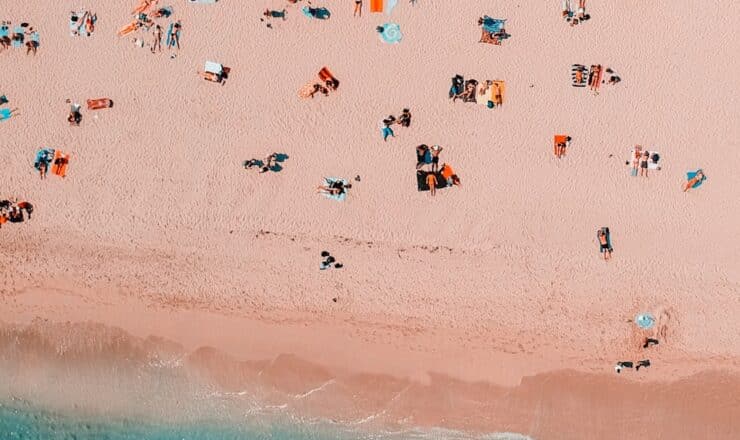 bird's-eye view photography of people in seashore