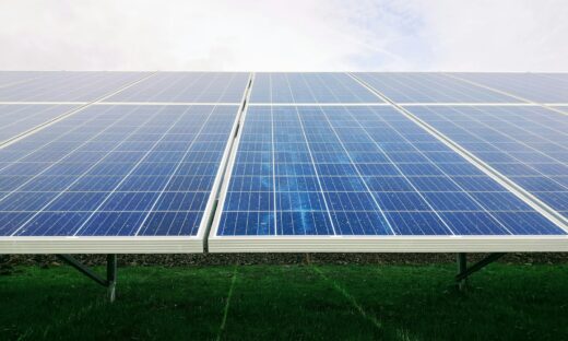white and blue solar panel system