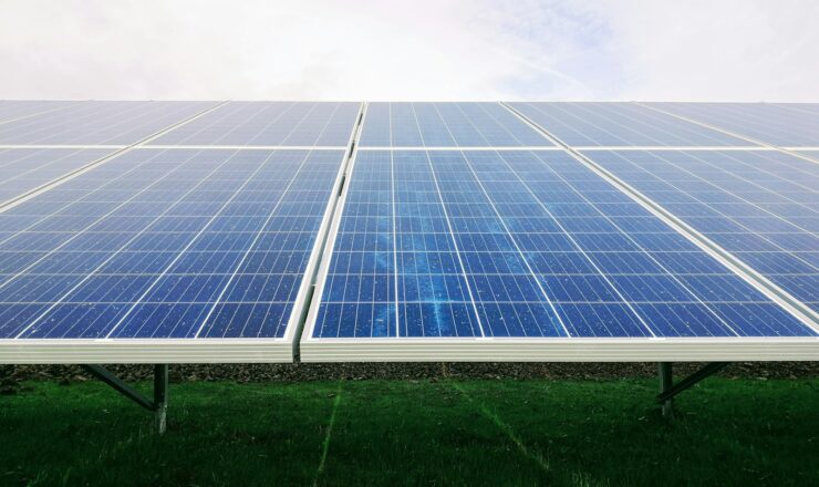 white and blue solar panel system