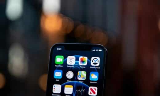 black iphone 4 displaying icons