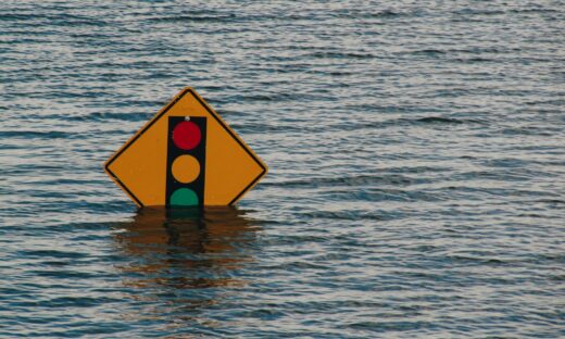 traffic light sign underwater
