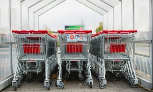 gray and red shopping carts