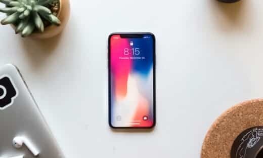 space gray iPhone X near green succulent